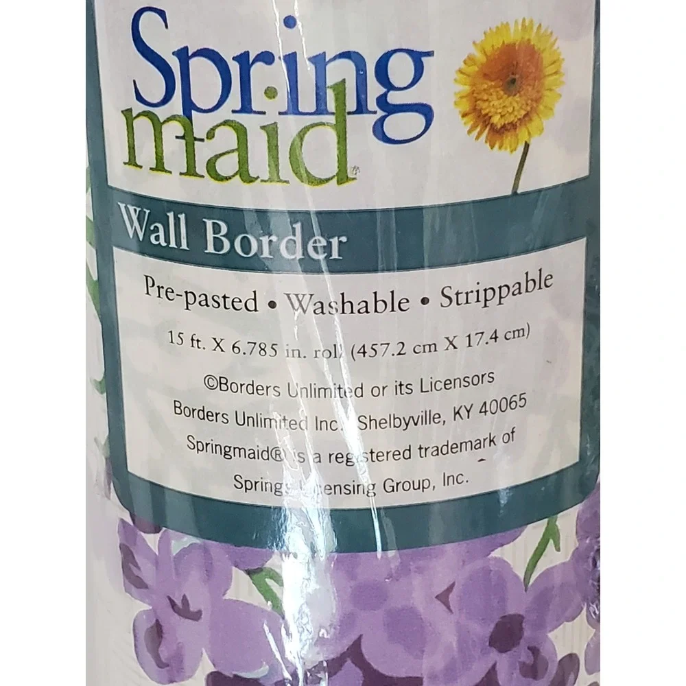 Springmaid Lilacs Wall Border 2 Rolls Pre-pasted Floral Purple 15ft x 6.785in